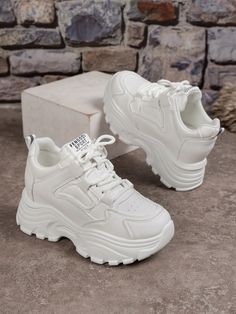 Women's Platform Thick Soled Casual Sneakers, Simple & Stylish Chunky Sneakers White     Letter    Women Shoes, size features are:Bust: ,Length: ,Sleeve Length: Girly Shoes Sneakers, Chunky Platform Sneakers, Fashion Shoes Heels, Cute Sneakers, Girly Shoes, Nike Shoes Women, Wedge Sneakers, Chunky Sneakers, Womens Wedges