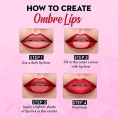 2 Tone Lips, Ombré Lips, Korean Lipstick, Lipstick Guide, Face Makeup Tutorial Video, Maquillage Yeux Cut Crease, Lipstick Tips, Selfcare Skincare