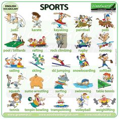 an english poster showing different sports activities