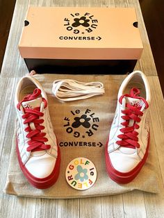 Converse All Star Golf Le Fleur OX Shoes Racing Red White Size Men 8/Women 10 These Mens Golf Le Fleur shoes are pre-owned in very good condition. Comes with two sets of laces, sticker and dust bag for protection. See pictures for a detailed look as they are part of the description. Checkout our feedback Packaged with care Fast Shipping Le Fleur Shoes, Golf Le Fleur Shoes, Mens Golf, Converse All Star, Ox, All Star, Red White, Red And White, Converse