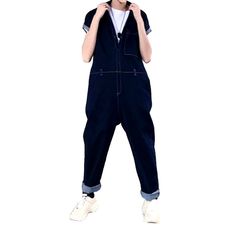 Welcome to the 2023 Spring-Summer Collection! Step up your street style with our one-of-a-kind navy denim overalls ââ‚?designed with dark wash. baggy fit. and button closure features to make a bold statement.Why Our Navy Denim Overalls Are a Must-Have Dark Wash for a Timeless Look: Make a statement with this shade of navy blue ââ‚?perfect for a night out or a day in the park. Baggy Fit for Comfort: Get the perfect fit with this relaxed silhouette ââ‚?designed to keep you comfortable all day long Casual Dark Wash Overalls For Streetwear, Casual Dark Wash Denim Overalls, Summer Dark Wash Straight Leg Denim Jumpsuit, Trendy Dark Wash Straight Leg Jumpsuits And Rompers, Dark Wash Cotton Straight Leg Jumpsuits And Rompers, Cotton Straight Leg Dark Wash Jumpsuits And Rompers, Dark Wash Cotton Jumpsuits And Rompers With Straight Leg, Dark Wash Denim Cotton Jumpsuit, Utility Style Dark Wash Denim Jumpsuit For Summer