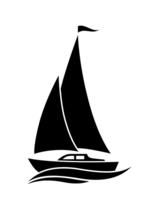 a black and white image of a sailboat