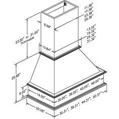 a drawing of a chimney with measurements