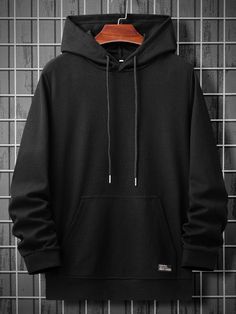 Black Casual  Long Sleeve Polyester Letter Pullovers  Slight Stretch Spring/Fall Men Hoodies & Sweatshirts Quarter Zip Pullover Outfit, Zip Pullover Outfit, Black Hoodie Outfit, Hoody Outfits, Ninja Cake, Hoodie Hood, Black Hoodie Men