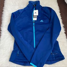 Good Condition! No Trades! Reasonable Offers Only! Casual Blue Adidas Outerwear, Blue Hooded Outerwear For Work, Blue Adidas Track Jacket For Spring, Blue Adidas Track Jacket For Winter, Adidas Blue Track Jacket For Spring, Adidas Blue Track Jacket For Winter, Blue Sporty Outerwear For Work, Fitted Blue Track Jacket For Spring, Blue Long Sleeve Track Jacket For Workwear