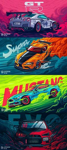 Cartoon Art Work, Graphic Art, Cars, Color, Art