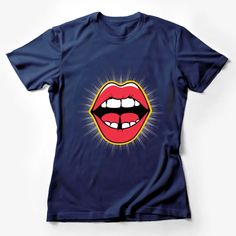 Red Lip Pop Art T-Shirt, Bold Comic Style Mouth Tee, Retro Fashion Casual Wear, Vibrant Lipstick Graphic Top, Unisex Shirt Female T-Shirt Custom graphic T-Shirt.Customize your color Pop Art Clothing, Pop Culture Fashion, Shirt Female, Comic Style, Graphic Top, Red Lip, Cartoon T Shirts, Casual Summer Shirts, Art T Shirt