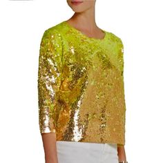 J.Crew's Merino Wool Sweater Is Showered In Hundreds Of Neon-Yellow And Bronze Sequins That Appear To Change Color In The Light. Part Of Brand's Premium 'Collection,' The Weight Of These Sparkling Embellishments Ensures This Relaxed Design Hangs Beautifully. Style It Simply With Wide-Leg Pants And Heels. Designer Color: Light Pineapple. Slips On, 100% Merino Wool. Brand New With Tags. Heels Designer, J Crew Collection, Jcrew Collection, Yellow Sweater, Merino Wool Sweater, Neon Yellow, Wool Sweater, Color Light, Leg Pants