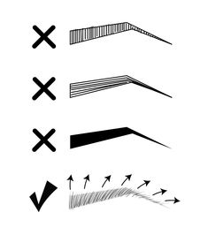 the different types of arrows are drawn in black and white