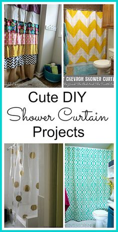 four different shower curtain projects with the words cute diy shower curtain curtain projects