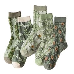 PRICES MAY VARY. 75% Premium Cotton, 20% Polyester, 5% Spandex. Fits shoe sizes 5-10 women. These are not thin or super thick either. The thickness of the sock is that of a normal sock, not as thin as a trouser sock nor as thick as an athletic sock. The floral pattern goes with almost any color you can imagine when you're pulling together your outfit in the morning. If you have any questions, please don't hesitate to contact us. Vintage Socks, Floral Socks, Embossed Printing, Japanese Harajuku, Fashion Bottoms, Style Japonais, Winter Socks, Cute Socks, Tube Socks