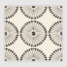 an art deco wallpaper with black and white fan design on it's side