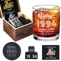 an old fashioned whiskey gift set with coasters