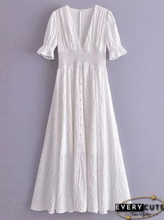 Robe longue en Organza élégante pour femmes, tenue de retour à l'école, taille élastique, col en V, manches bouffantes, ourlet fendu, robes de plage blanches, style Boho, été 2022 Organza Long Dress, Vestidos Boho, Puff Sleeves Dress, Back To School Outfit, Boho Beach Dress, Boho Style Outfits, Y2k Aesthetic Outfits, Dresses 2023, Romantic Dress