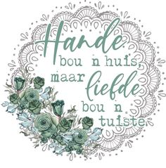 a quote written in french on a white background with green flowers and lace around it