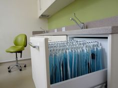 Dental Supply Organization, Dental Design Interior, Dentist Office Design, Dental Cabinet, Dental Office Design Interiors, Office Organization At Work, Dental Office Decor, Clinic Interior Design