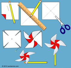 an image of paper airplanes with scissors and pencils