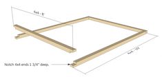 an image of a wooden frame with measurements for the top and bottom pieces on it