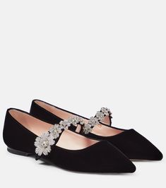 Babies Embellished Velvet Ballet Flats in Black - Roger Vivier | Mytheresa Velvet Ballet Flats, Vivier Shoes, Baby Ballet, Roger Vivier Shoes, Patent Leather Ballet Flats, Black Ballet Flats, Blue Flats, Womens Ballet Flats, Roger Vivier