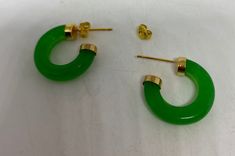 Delicate and detailed nephrite Jade and stone and bronze earrings These earrings are about an inch long All jewelry is shipped in a nice gift box. Check out our over a THOUSAND great reviews!!! This is "fun jade" Color enhanced stone. Vintage 1970's re finished. *** PLEASE NOTE*** If we have multiples of the same vintage item, it is because we often purchase factory remnants or odd lots. Likewise, if you have a product to sell, please reach out! All the best, Nemesis team Jade Hoop Earrings For Gift, Handmade Jade Hoop Earrings, Handmade Jade Hoop Earrings As Gift, Jade Hoop Earrings As Gift, Green Pierced Hoop Earrings For Gift, Green Pierced Hoop Earrings As Gift, Traditional Green Jade Earrings, Jade Color, Bronze Earrings