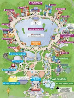 a map of the park with all its attractions and parks on it's side