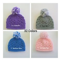 This adorable newborn baby hat would make a great baby shower gift or it would be perfect for your toddler to wear with their favorite outfit. This hat is available in 32 different colors and it has a pom-pom on top. The pom-pom will be the color that you select and white. This hat is made in a smoke free and pet free home. Sizes available for this hat are as follows: Preemie - 12" - 13" in circumference Newborn - 13" - 14" in circumference 1 - 3 months - 14" - 15" in circumference 3 - 6 months Adjustable Soft Hat For Gifts, Soft Adjustable Hat As A Gift, Adjustable Soft Hat As A Gift, Cute Soft Hats Perfect As Gifts, Cute Soft Hats For Gifts, Cute Fitted Hats As Gifts, Crochet Newborn Hat