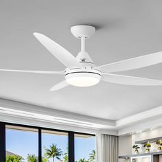 a white ceiling fan in a living room