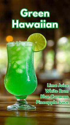 Green Hawaiian Cocktail Green Hawaiian Cocktail, Cocktails With Pineapple Juice, Jungle Juice Recipe Alcoholic, Pineapple Juice Cocktails, Pineapple Alcohol Drinks, Green Alcoholic Drinks, Green Cocktails, Hawaiian Cocktails