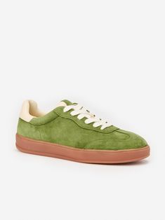 Green Solid Zibby Suede Sneakers | Women's Shoes | J.McLaughlin Luxury Green Sneakers With Vulcanized Sole, Luxury Green Sneakers With Suede Lining, Luxury Green Suede Sneakers, Luxury Green Sneakers For Spring, Luxury Green Suede Custom Sneakers, Luxury Breathable Green Sneakers, Luxury Green Casual Sneakers, Green Leather Custom Sneakers With Vulcanized Sole, Green Custom Sneakers With Textured Sole And Round Toe