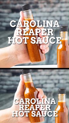 two pictures showing how to make carolina hot sauce