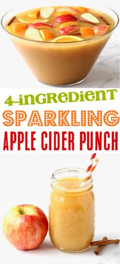 an apple cider punch recipe in a glass bowl