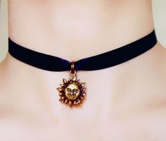 Quality black velvet choker with different bronze charms/pendant! DIY by yourself. Have fun!:) gothic/vintage/steampunk 12 long 10mm wide velvet Satin Choker, Gothic Choker Necklace, Cyberpunk Steampunk, Sun Jewelry, Black Lace Choker, Goth Necklace, Charm Choker Necklace, Black Velvet Choker, Vintage Steampunk