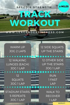 a poster with instructions for how to do a track workout in 3 minutes or less