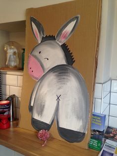 a painting of a donkey on a kitchen counter