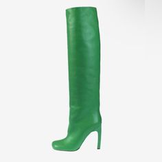 Super Cute & Comfy Green Knee High Wide Calf Boots Milanoo Boots Size 8 Chic Green Heeled Boots With Round Toe, Elegant Green Heeled Boots With Round Toe, Green Leather Heeled Boots For Party, Chic Green Closed Toe Boots, Green Boots For Evening In Spring, Green Evening Boots For Spring, Chic Green Boots With Reinforced Heel, Chic Green Boots With Round Toe, Elegant Green Round Toe Heeled Boots