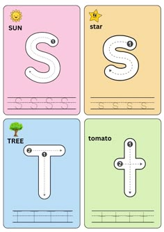 the letter s is for tree, sun, and star printable worksheet