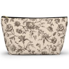 French Toile Floral Makeup Toiletry Bag for Women Black Tan, Travel Cosmetic Bags, Flower Coquette Aesthetic Floral Toiletry Organizer Bag Our t-bottom pouches vary from small to large and can be used for pretty much anything. They make excellent pencil cases and cosmetic travel bags. They are constructed from a durable material with a zipper closure. .: 100% Polyester .: With non-woven laminate inside .: Multiple sizes .: NB! Size tolerance 0.375" (0.9 cm) .: NB! For better printing results, pl Floral Makeup, Aesthetic Floral, French Toile, Toiletries Organization, Organizer Bag, Pencil Cases, Travel Cosmetic Bags, Purse Pouch, Bag Organization