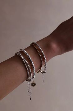 SILVER FILLED BEADED BRACELET – Katie Waltman Jewelry Silver Stacking Bracelets, Silver Bracelet Stack, Sterling Silver Bead Bracelet, Studded Necklace, Kids Bracelets, Silver Bead Bracelet, Kids Necklace, Charm Rings, Jewelry Outfit