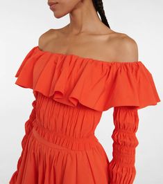 Caroline Constas, Off Shoulder Crop Top, Shoulder Crop Top, Together We Can, Bright Orange, Off Shoulder Blouse, Off Shoulder, Ruffle Blouse, Crop Top