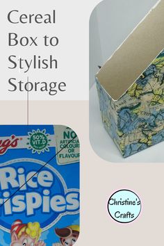 the cereal box to stylish storage is shown with instructions for how to use it