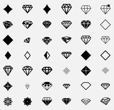 different types of diamonds are shown in black and white