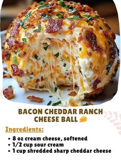 bacon cheddar ranch cheese ball recipe on a white plate