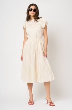 Kaylen Cotton Midi Dress at Joie Denim Midi Dress, Jumpsuit Skirt, Denim Outerwear, Dress Dusty, Cotton Midi Dress, Silk Mini Dress, Butterfly Sleeves, Cotton Dresses, Silk Dress