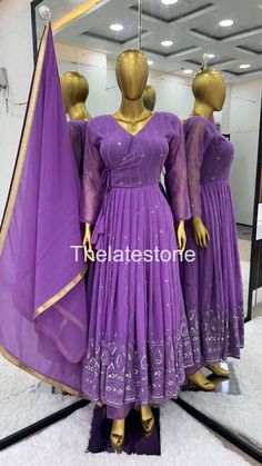 Launching New Designer Party Wear Look Full Heavy Embroidery Sequence Work Gown With Attached Pad and Fully Stiched Bottom and Dupatta Ready to Wear Collection 🧵 *Fabric Detail* 🧵 👗 *Gown Fabric* :Faux Georgette With *Full Heavy Embroidery Sequence Work* With *Full Sleeve and Attached Pad* 👗 *Gown Inner* : Micro Cotton *(FULLY STITCHED COMPLETE READY TO WEAR)* 👗 *Gown Length* : 50-51 Inches  👗 *Gown Flair*     : 3 Meter  👗 *Bottom Fabric* : Heavy Creap ( *Fully Stiched*) 👗 *Dupatta Fabric* : Heavy Faux Georgette With *Heavy Lace Border* Country of Origin : India 💕*One Level Up*💕 👌*A One Quality Anarkali Style Semi-stitched Floor-length Churidar, Embroidered Floor-length Purple Churidar, Embroidered Purple Floor-length Churidar, Floor-length Semi-stitched Churidar For Diwali, Diwali Semi-stitched Floor-length Churidar, Semi-stitched Floor-length Churidar For Diwali, Embroidered Anarkali Set Maxi Length, Long Georgette Anarkali Set With Dabka Work, Long Georgette Anarkali Set For Eid