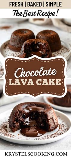 chocolate lava cake on a plate with the title above it