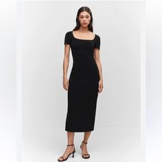 Nine West Black Stretch Maxi Dress. New With Tag. Black Bodycon Dress With Square Neck For Spring, Black Square Neck Bodycon Dress For Spring, Red Sheath Dress, Amanda Uprichard Dress, Nike Tennis Dress, Midi Sheath Dress, Sweater Dress Midi, Tennis Dress, Mid Dresses