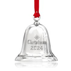 Lenox - Reed & Barton 2024 Silver Annual Christmas Bell Ornament - 40th Edition. From Reed & Barton, this 2024 sterling silver annual Christmas bell ornament is a classic addition to your treasured holiday collection. Engraved with "Christmas 2024" and features a festive red ribbon. Beautifully handcrafted by skilled silversmiths in the USA. Measures 2 3/4"H. Item(s) are safely and securely packaged. Sterling Christmas Ornaments, Fine Jewelery, Christmas Bell, Bell Ornaments, Silver Bells, Thomas Kinkade, Christmas Bells, Christmas Wedding, Christmas 2024