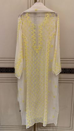 Mul chanderi semi stitch kurta and dupatta set