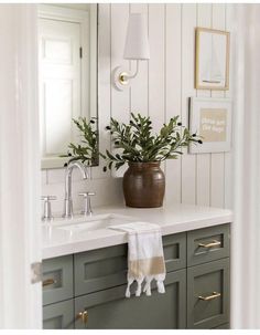 Looking to elevate your space? Check out these stylish bathroom decor ideas that will transform your bathroom into a luxurious oasis. From modern fixtures to chic accessories, these design tips will help you create the bathroom of your dreams. Bathroom Green Vanity Ideas, Colored Bathroom Vanity, Green Vanity Bathroom Ideas, Teal Bathroom Vanity, Evergreen Bathroom, Half Bath Diy, Powder Room Green, Green Bathroom Cabinets, Green Vanity Bathroom