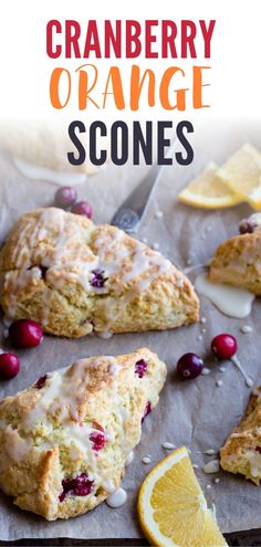 cranberry orange scones on a baking sheet